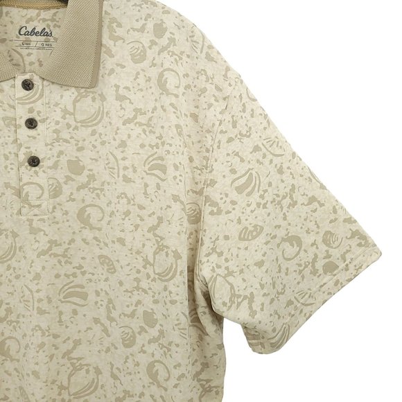 Cabelas Lakeside Beach British Tan Polo Shirt Mens L Short Sleeve 3 Button NEW - Picture 5 of 13